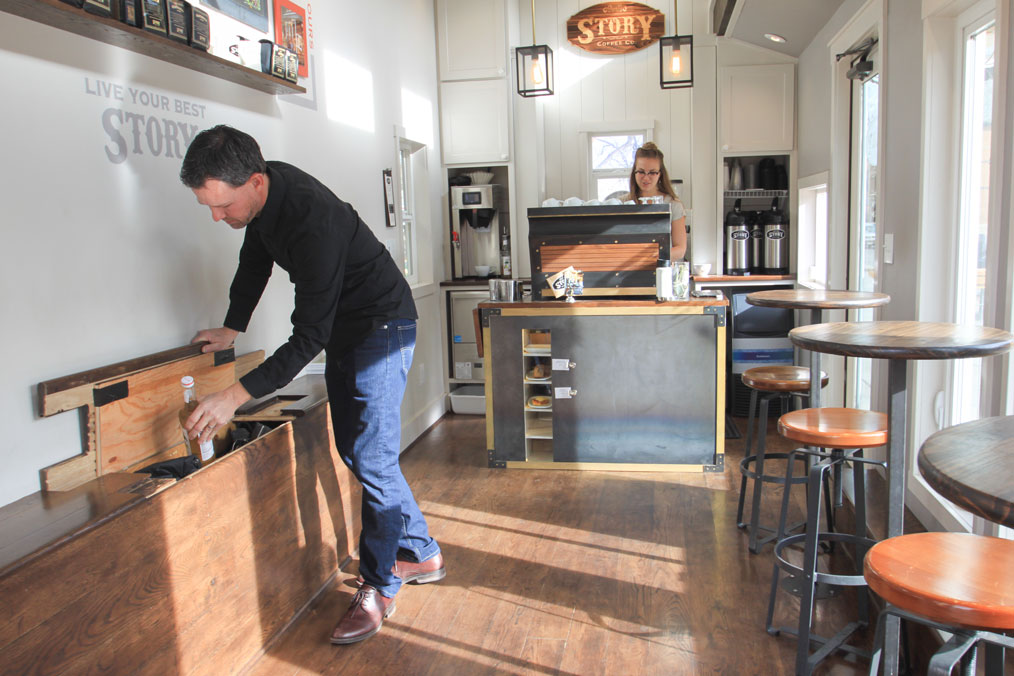 Saving Space in the Cafe. Story Coffee Co., Colorado.